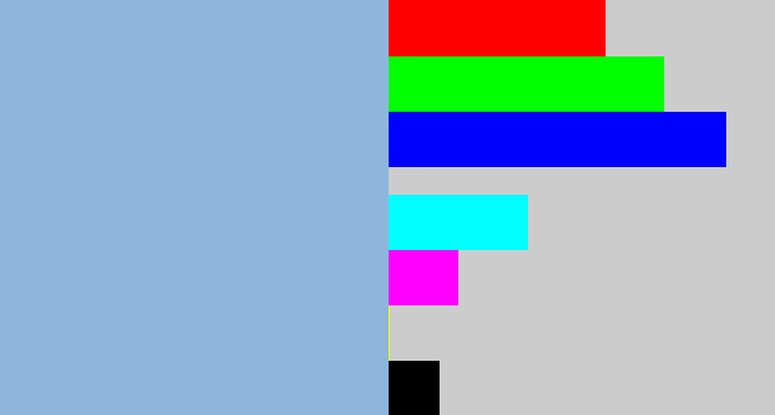 Hex color #8eb6dd - light grey blue