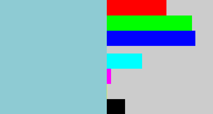 Hex color #8ecbd3 - light grey blue