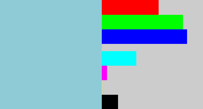 Hex color #8ecbd6 - light grey blue