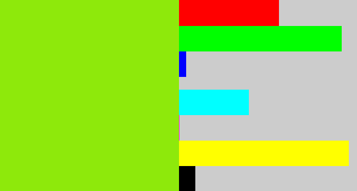 Hex color #8ee90b - acid green