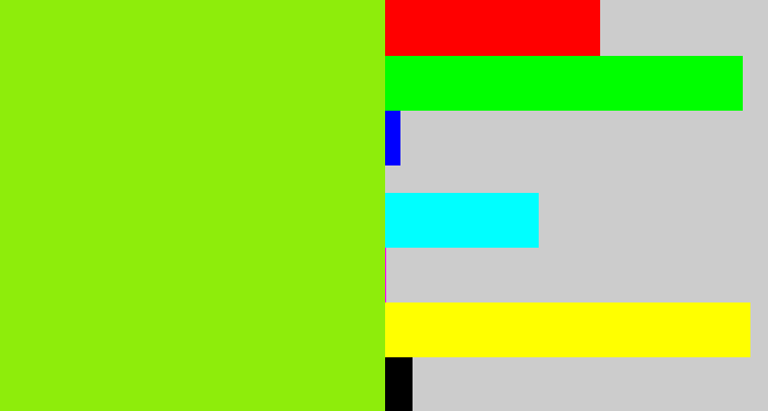 Hex color #8eed0b - acid green