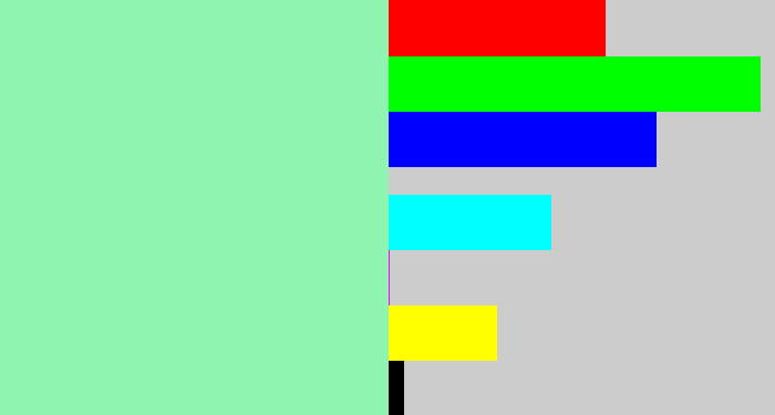 Hex color #8ef4b0 - light sea green