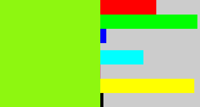 Hex color #8ef710 - acid green