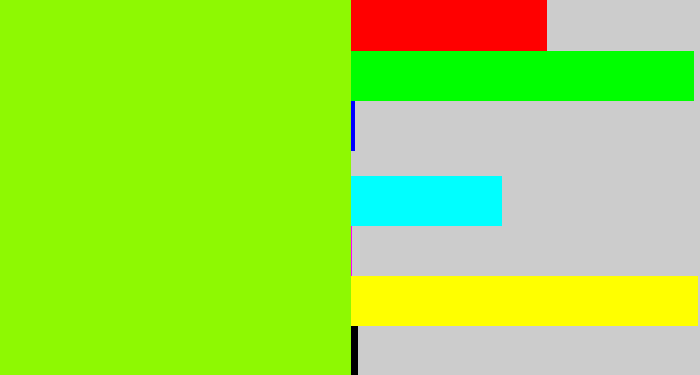 Hex color #8ef902 - lime green