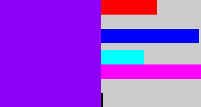 Hex color #8f00f9 - vivid purple