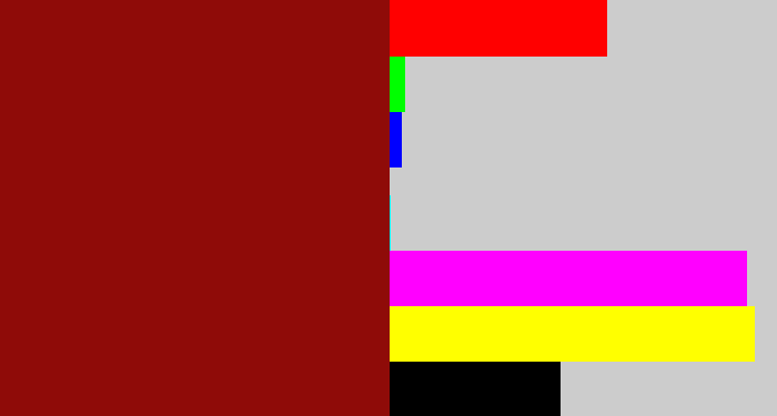 Hex color #8f0b08 - brick red