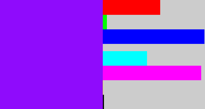 Hex color #8f0bfc - vivid purple