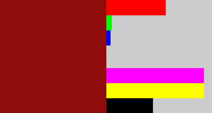 Hex color #8f0c0b - brick red