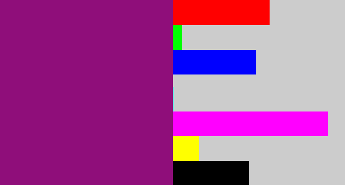 Hex color #8f0e7a - red violet