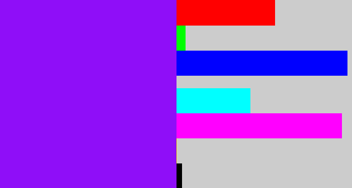 Hex color #8f0ef8 - vivid purple