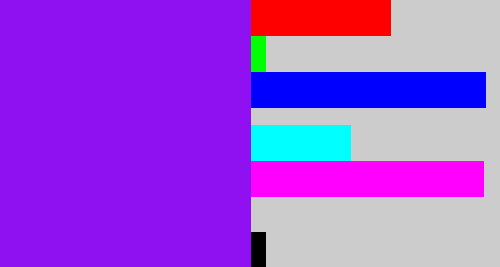 Hex color #8f10f0 - violet