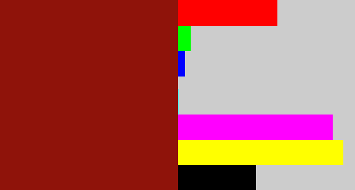 Hex color #8f130a - brick red
