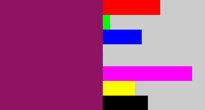 Hex color #8f1362 - reddish purple