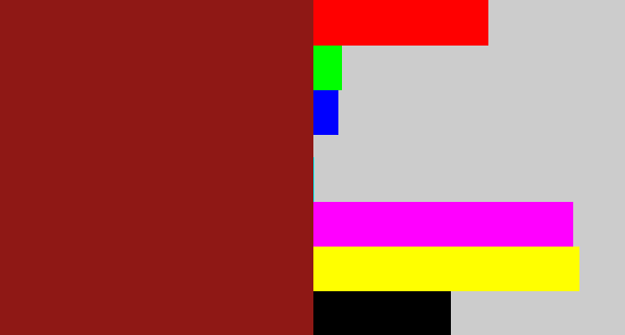 Hex color #8f1815 - brick red