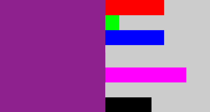 Hex color #8f218f - warm purple