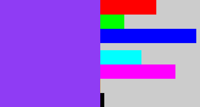 Hex color #8f3cf4 - purpley