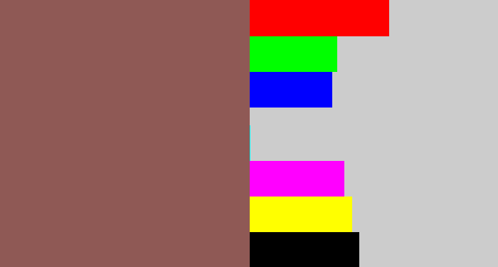 Hex color #8f5955 - dark mauve
