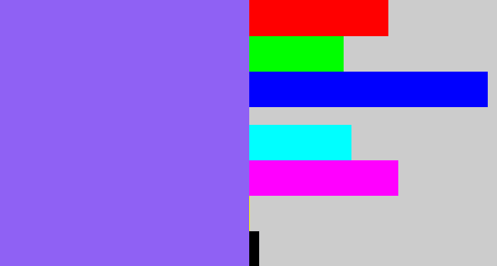 Hex color #8f61f4 - purpley