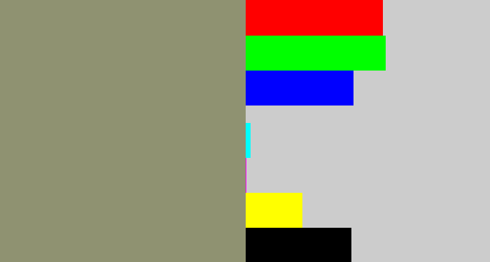 Hex color #8f9271 - brown grey