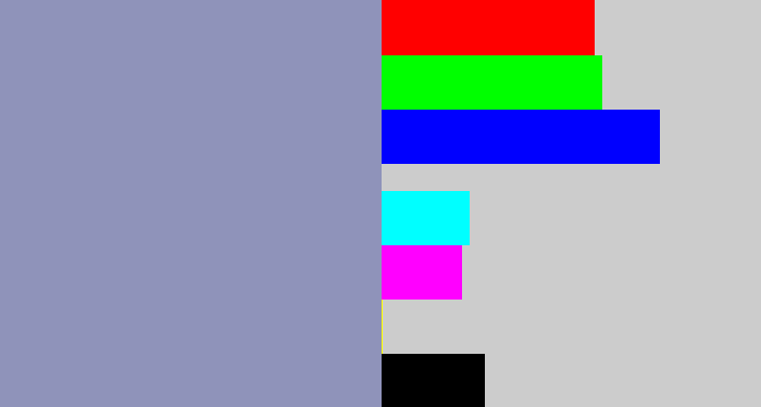 Hex color #8f93ba - bluey grey
