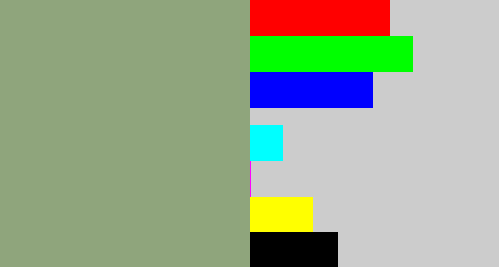 Hex color #8fa57c - grey/green