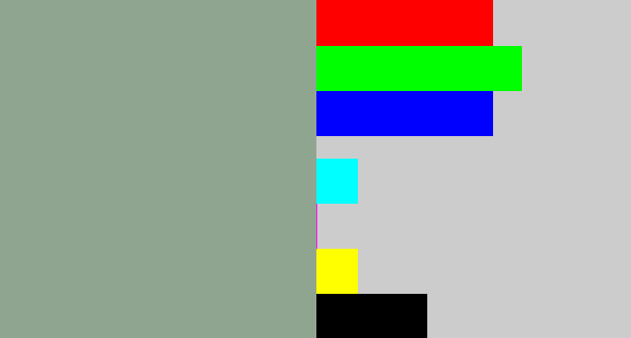 Hex color #8fa590 - greenish grey