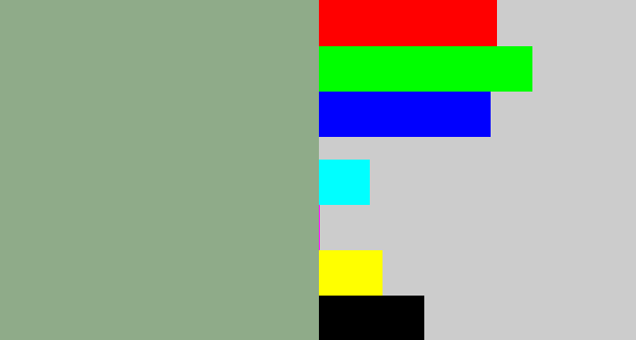 Hex color #8fab89 - greenish grey