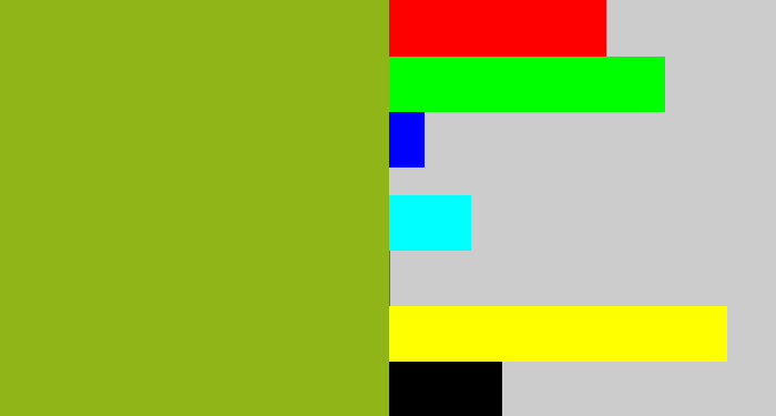 Hex color #8fb518 - sickly green