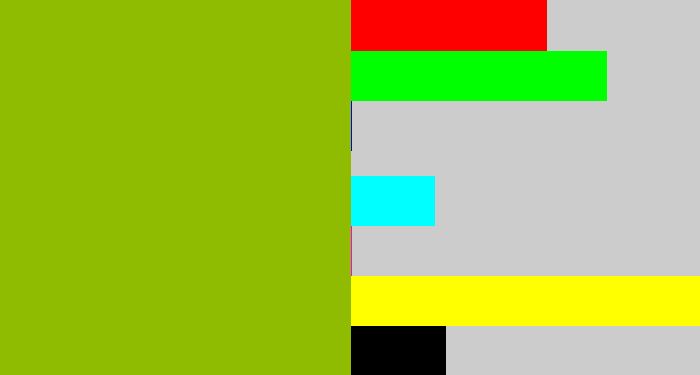 Hex color #8fbb00 - booger green