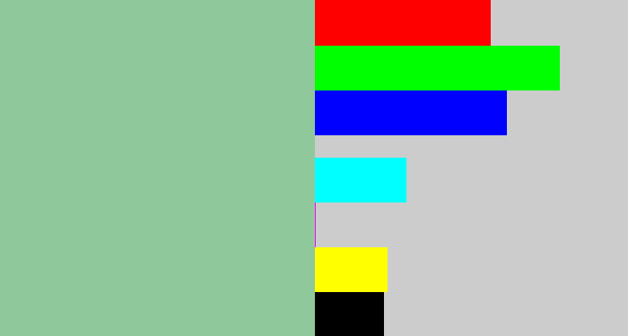 Hex color #8fc89b - pale teal
