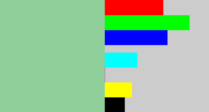 Hex color #8fcf9a - pale teal