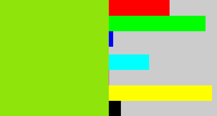 Hex color #8fe40b - acid green