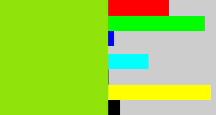 Hex color #8fe40c - acid green