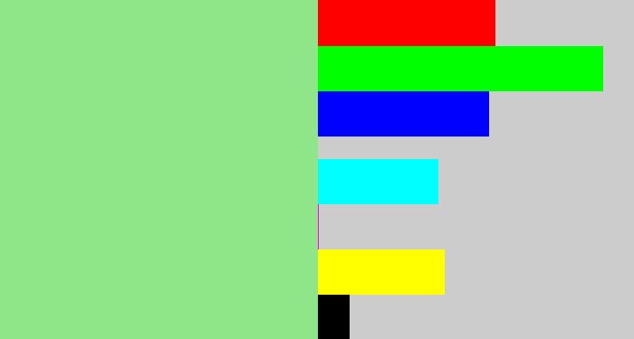 Hex color #8fe689 - light green