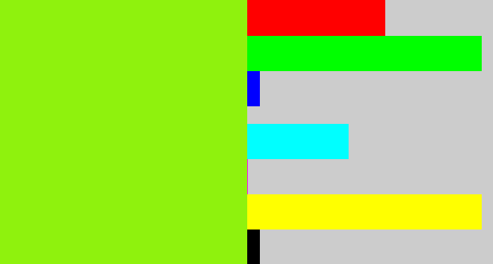 Hex color #8ff20d - acid green