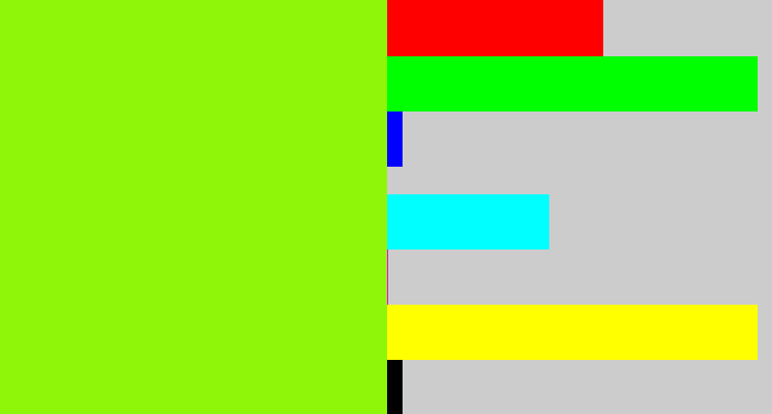 Hex color #8ff609 - acid green
