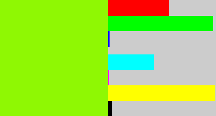 Hex color #8ff803 - acid green