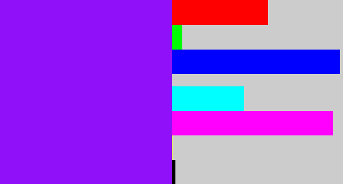 Hex color #9010f9 - violet