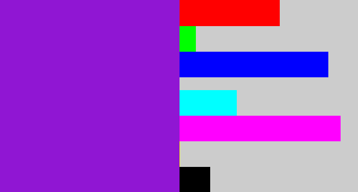 Hex color #9016d3 - violet