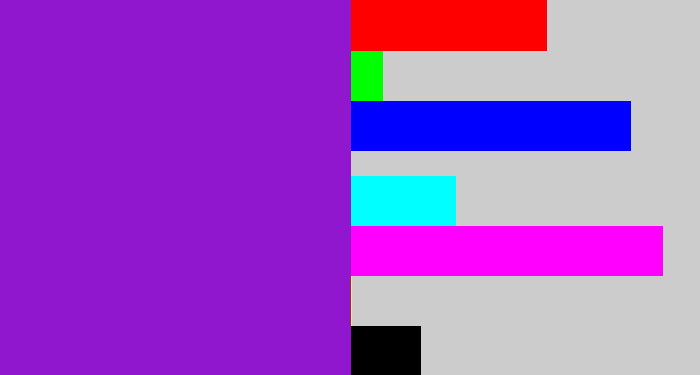 Hex color #9017cd - violet