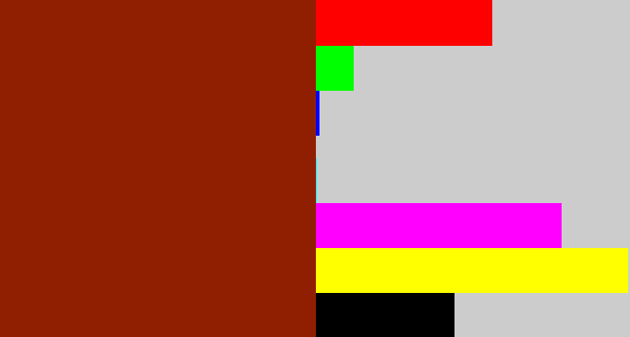 Hex color #901f02 - brick red