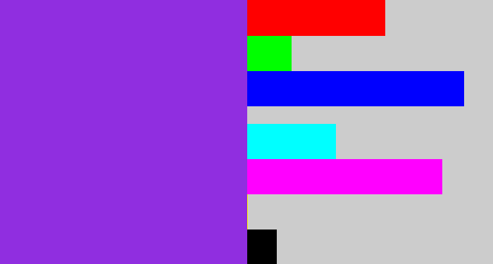 Hex color #902ee0 - violet