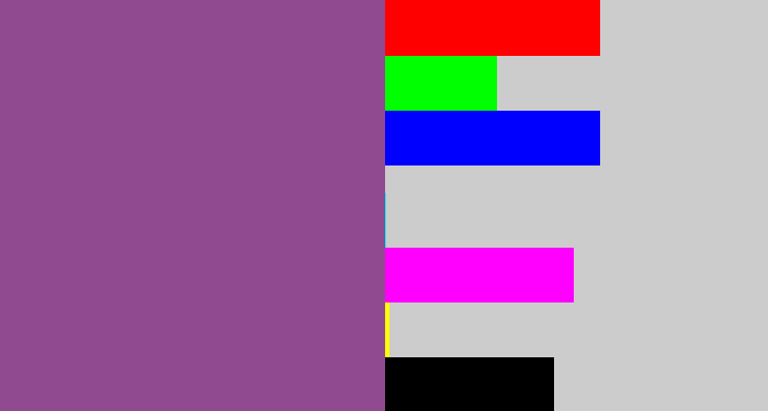 Hex color #904a8f - purplish