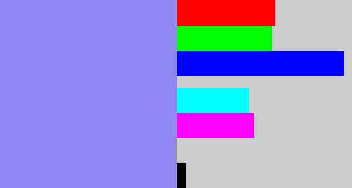 Hex color #9089f3 - lavender blue