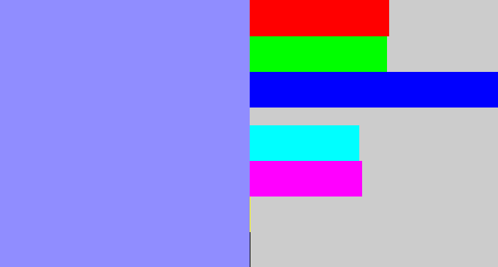 Hex color #908dff - lavender blue
