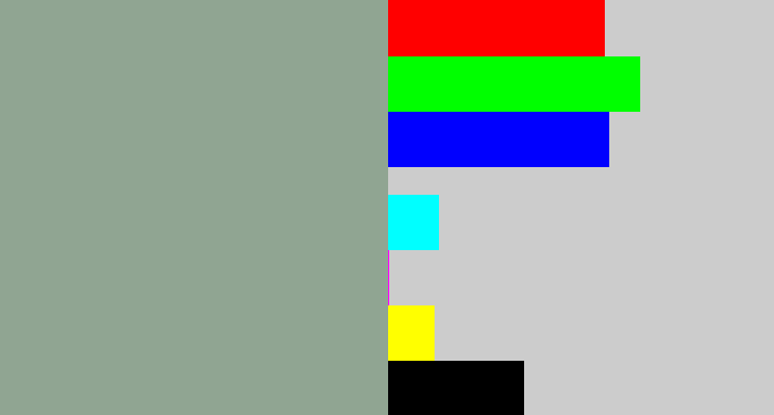 Hex color #90a592 - greenish grey
