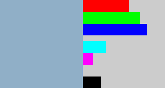 Hex color #90afc7 - light grey blue