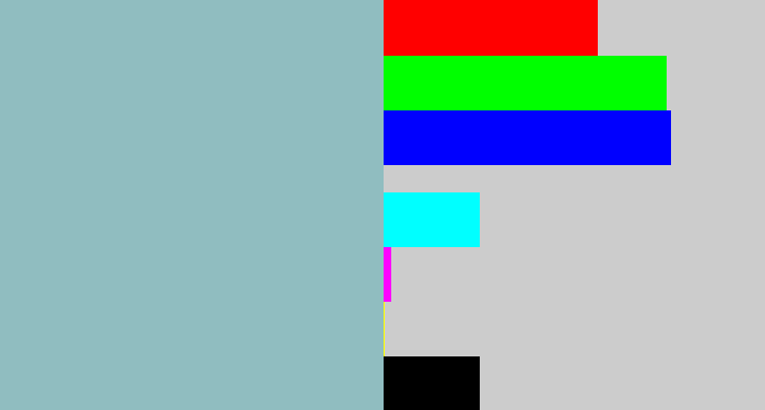 Hex color #90bdc0 - light grey blue