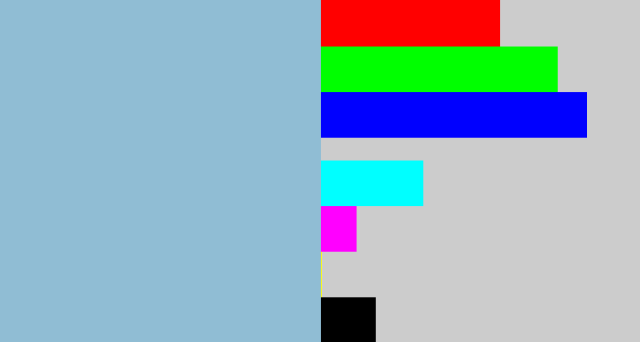 Hex color #90bdd4 - light grey blue