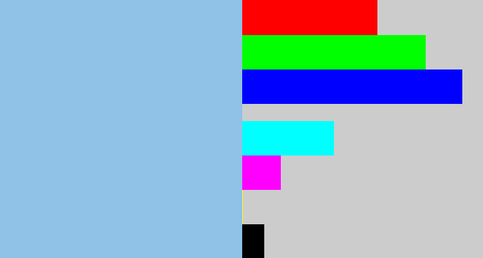Hex color #90c1e7 - light grey blue